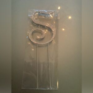 Silver Swarovski Rhinestone Cake Topper - Letter S